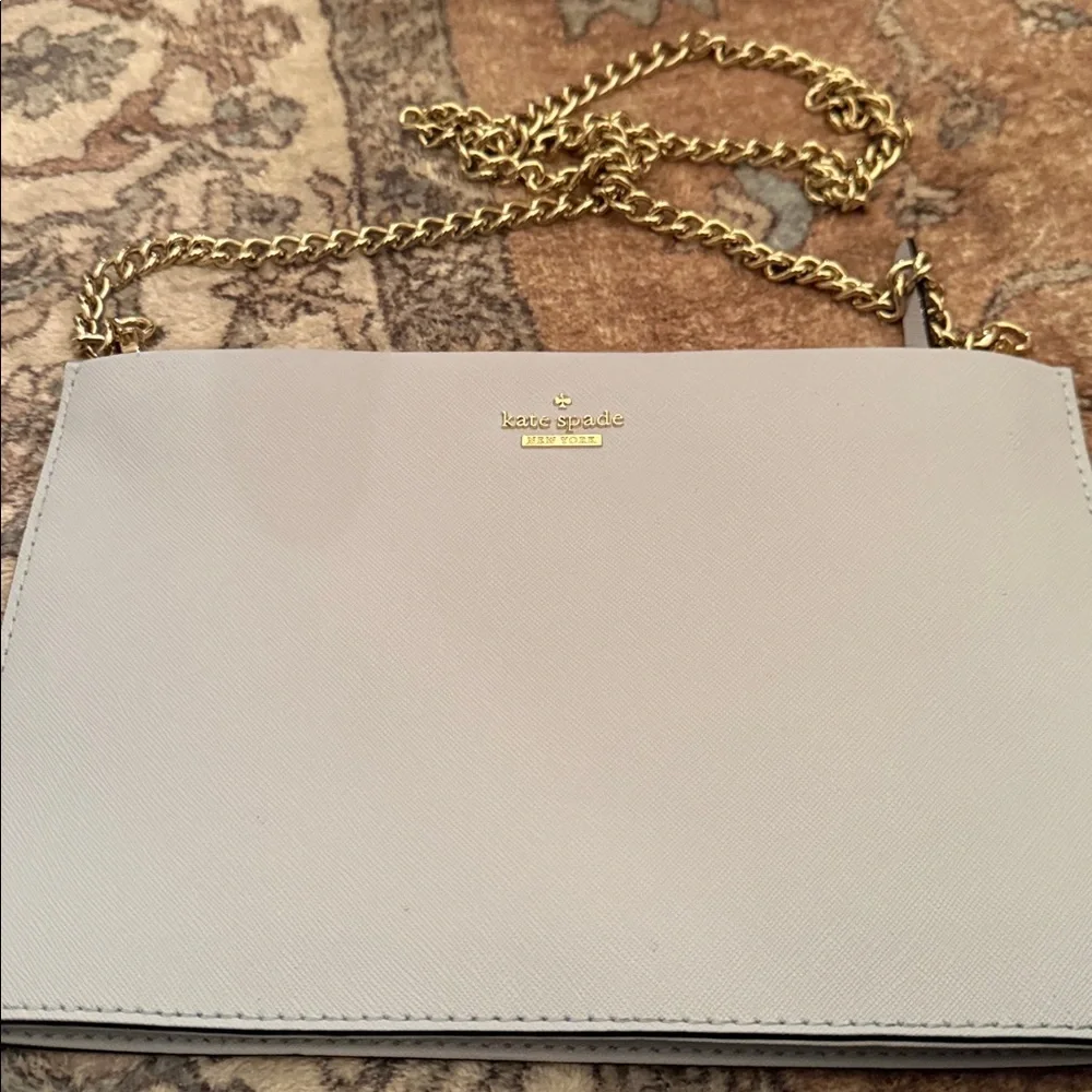NEW Kate Spade Light Blue Clutch with Gold Chain